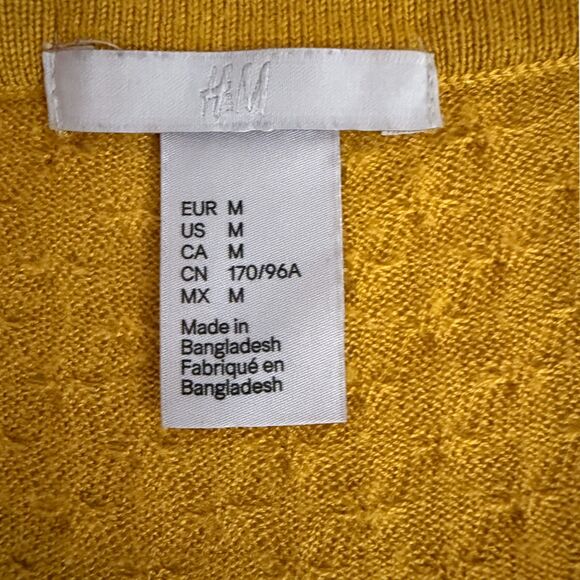 H&M Mustard 3/4 Sleeve Crew Neck Sweater Size M - Picture 7 of 10